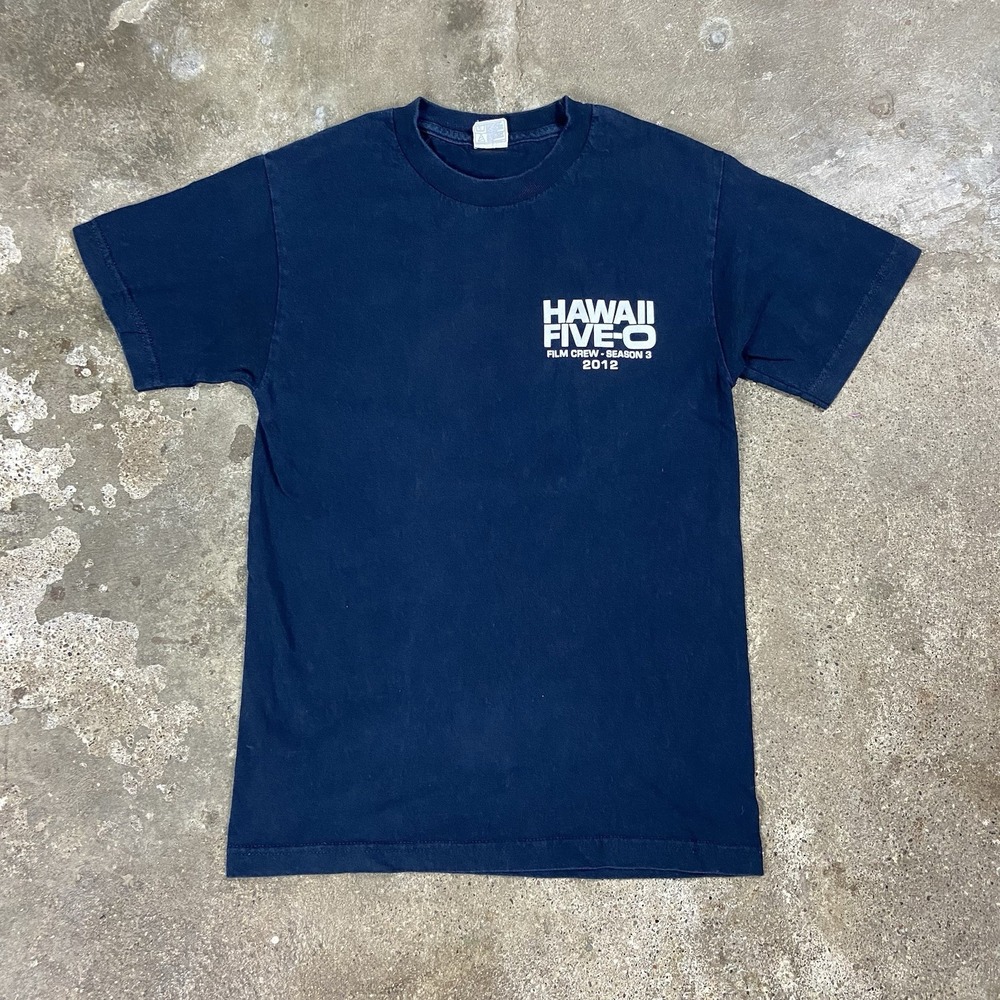 Hawaii Five-O 2012 Film Crew T-Shirt Size Small Navy Blue Crime TV Show Graphic
